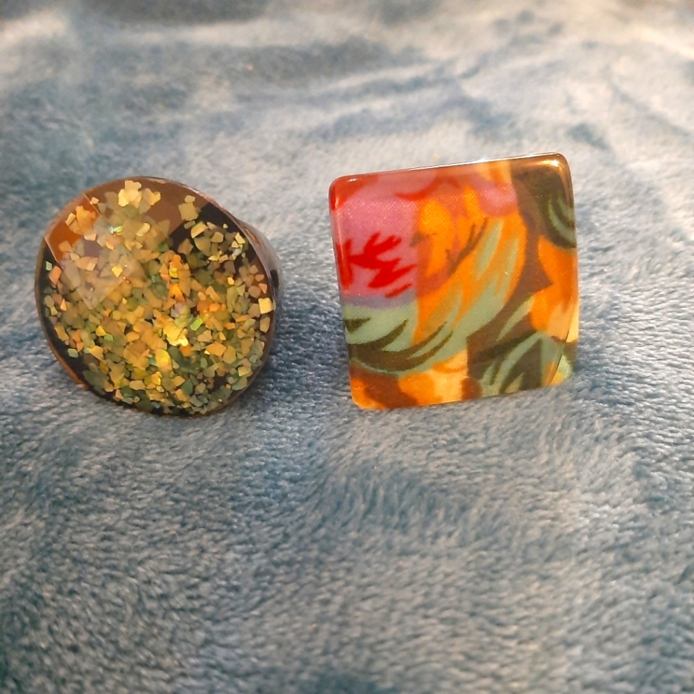 TWO Colorful Acrylic Rings 8